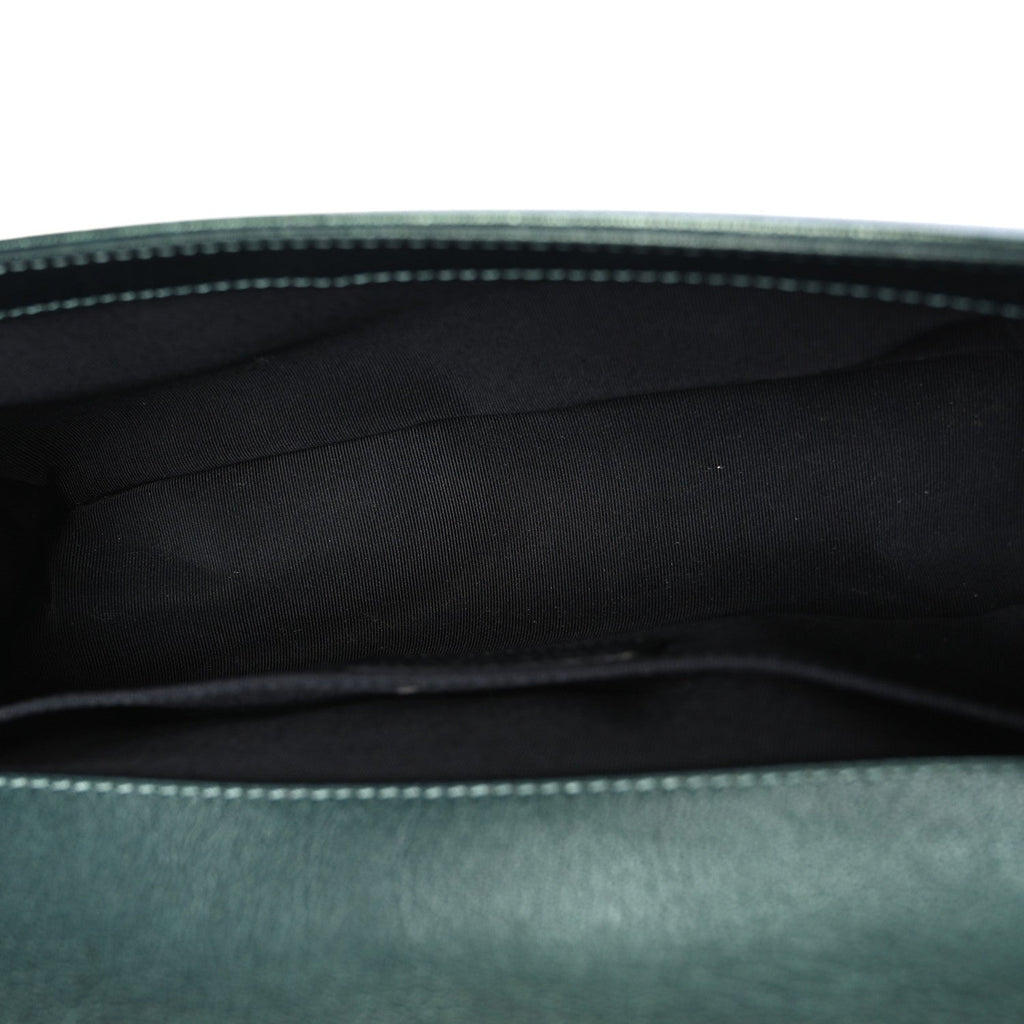 Iridescent Goatskin Quilted Medium Boy Flap Green