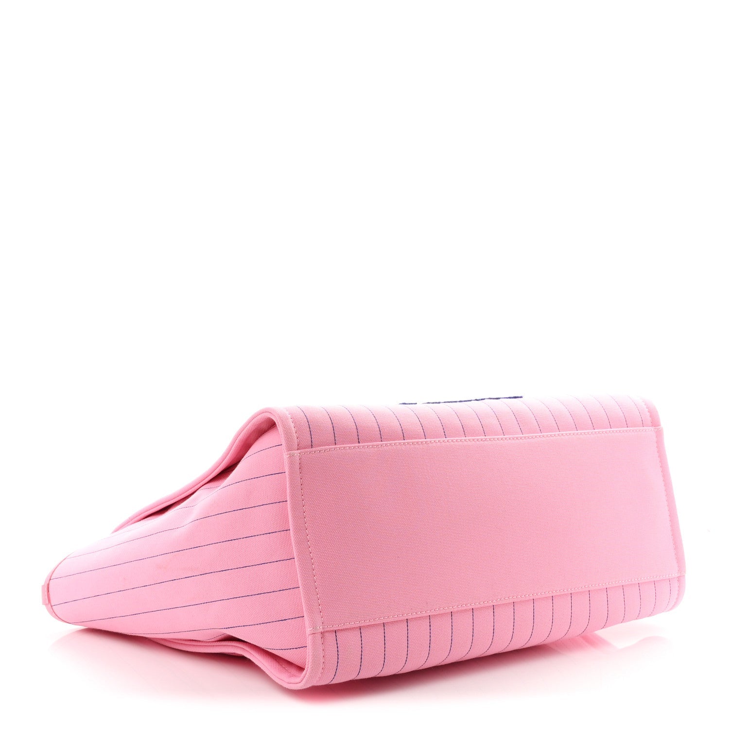 Canvas Calfskin Striped Large Deauville Tote Pink Blue