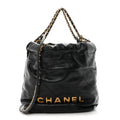 Shiny Calfskin Quilted Mini Chanel 22 Black