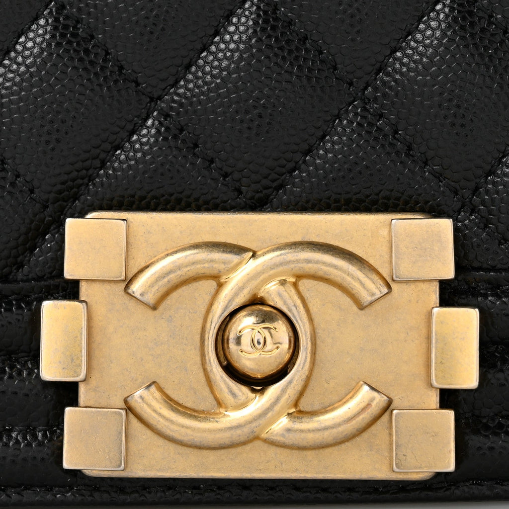Caviar Quilted Small Boy Flap Black