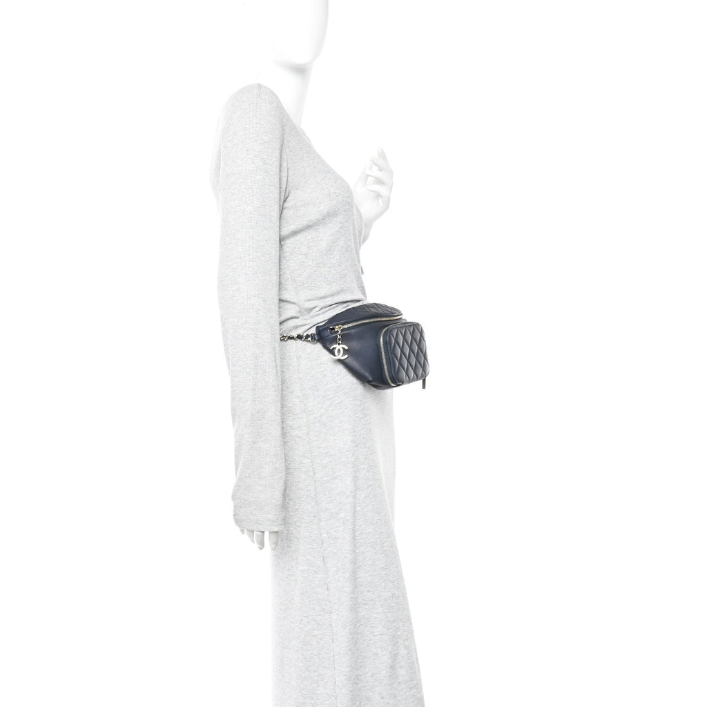 Caviar Quilted Business Affinity Waist Belt Bag Navy