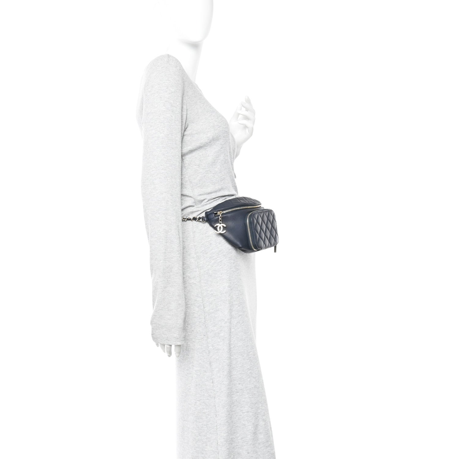 Caviar Quilted Business Affinity Waist Belt Bag Navy