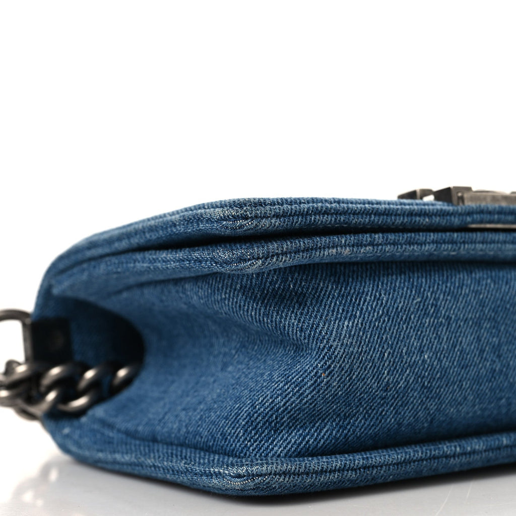 Denim Quilted Small Boy Flap Blue