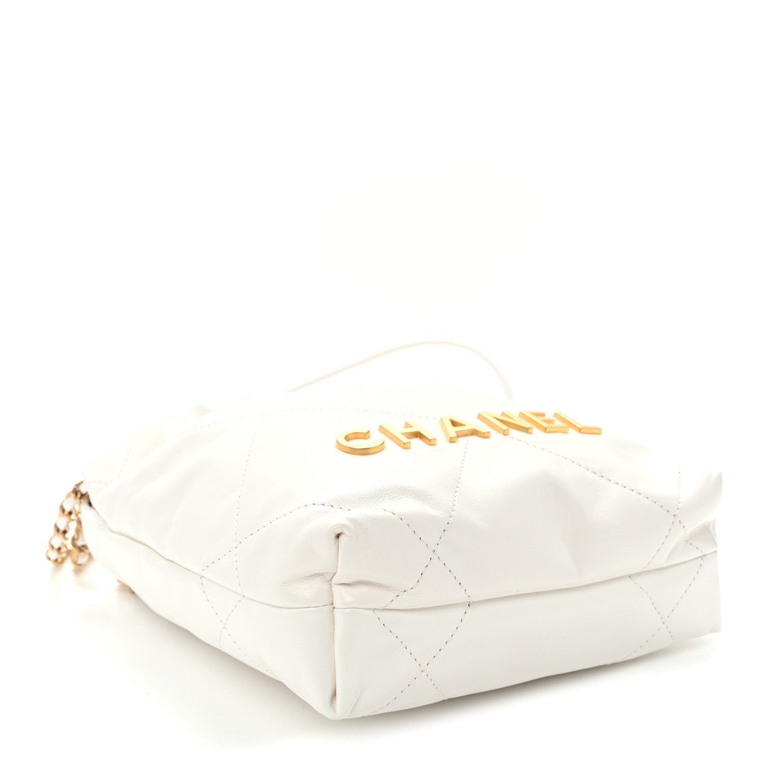 Shiny Calfskin Quilted Mini Chanel 22 White