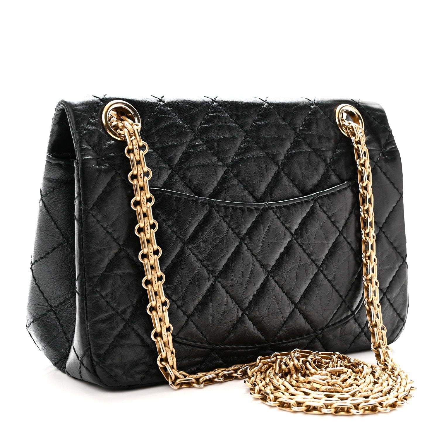 Aged Calfskin Quilted 2.55 Reissue Mini Flap Black