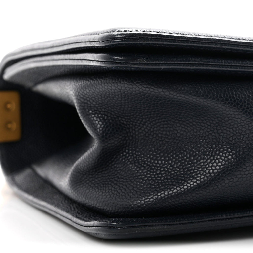 Caviar Quilted Medium Boy Flap Navy