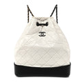 Aged Calfskin Quilted Gabrielle Backpack Black White
