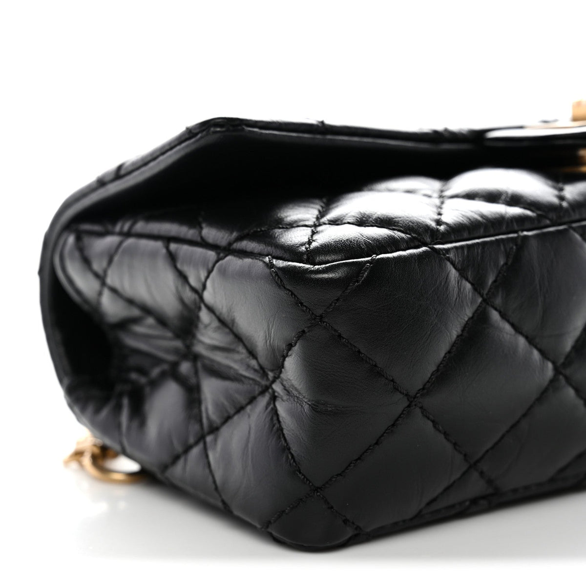 Aged Calfskin Quilted 2.55 Reissue Chain Waist Bag Black