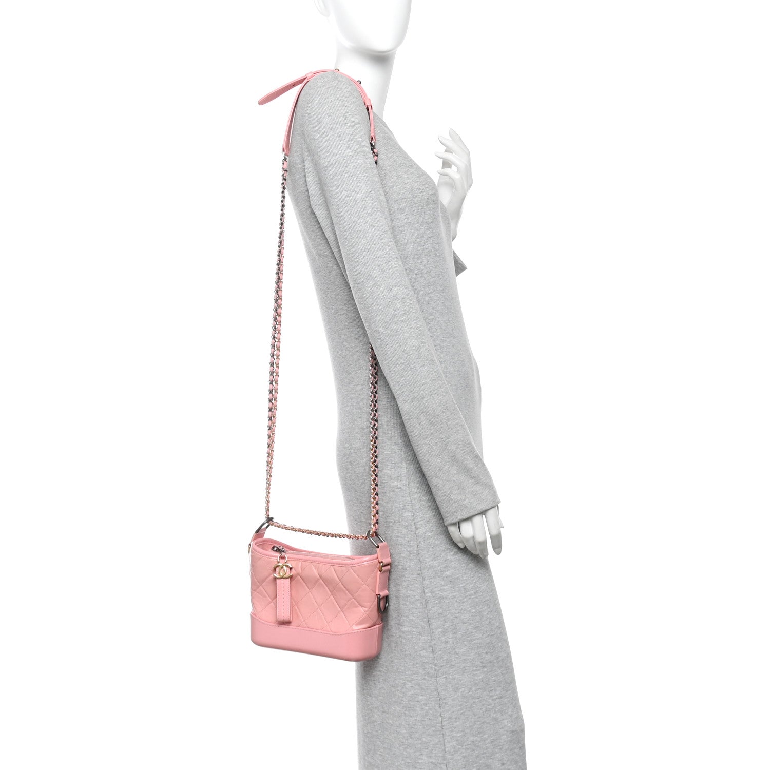 Aged Calfskin Quilted Small Gabrielle Hobo Pink