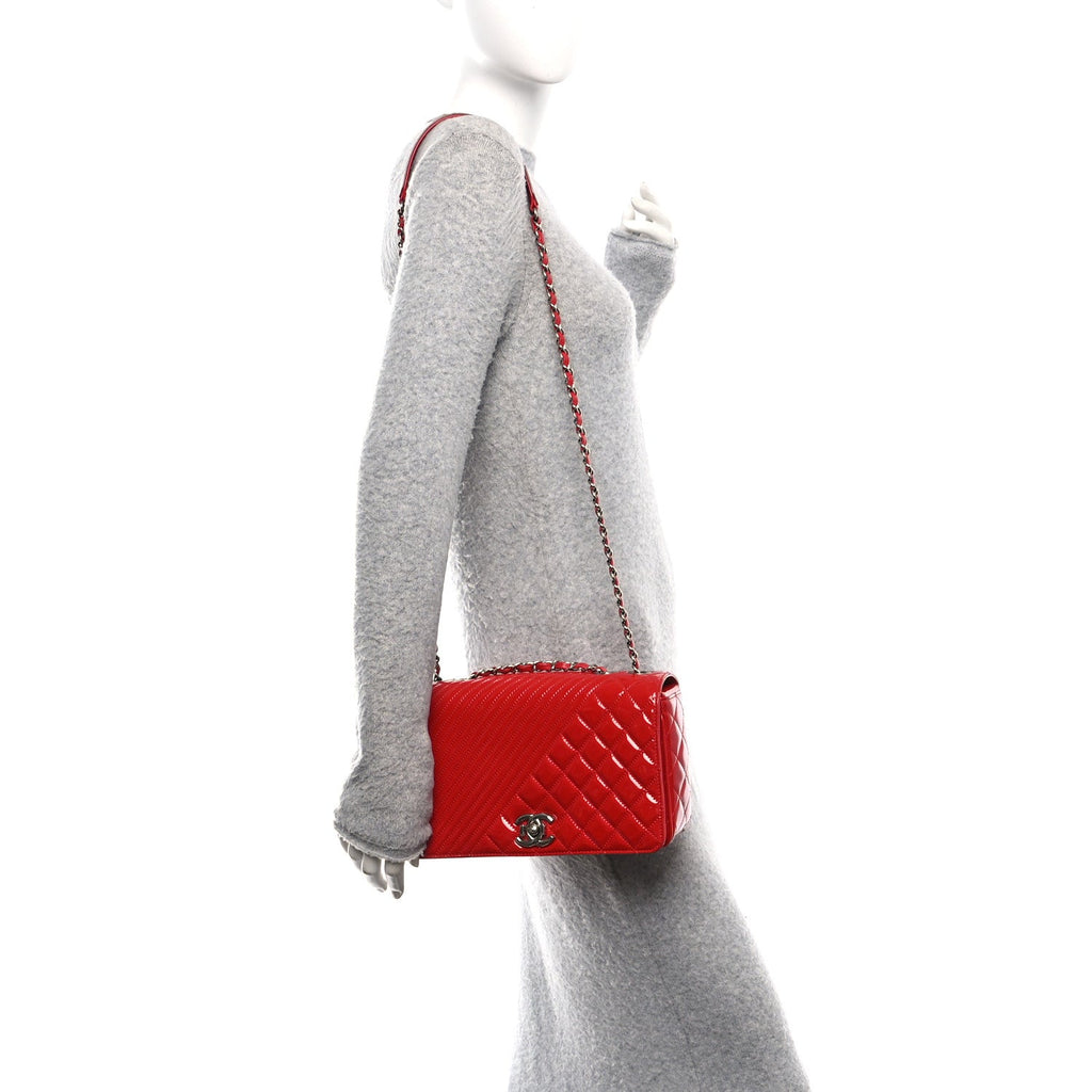 Patent Quilted Medium Coco Boy Flap Red