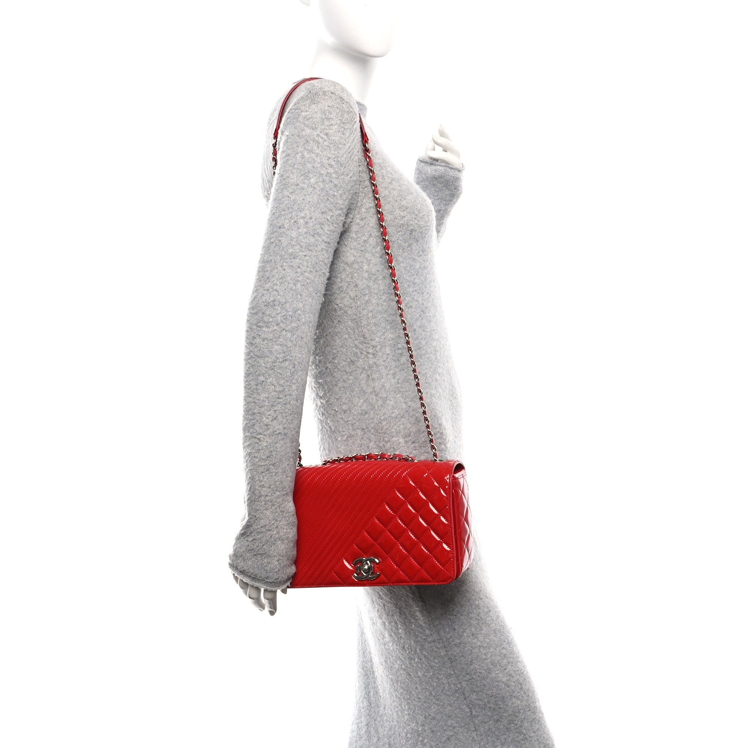 Patent Quilted Medium Coco Boy Flap Red