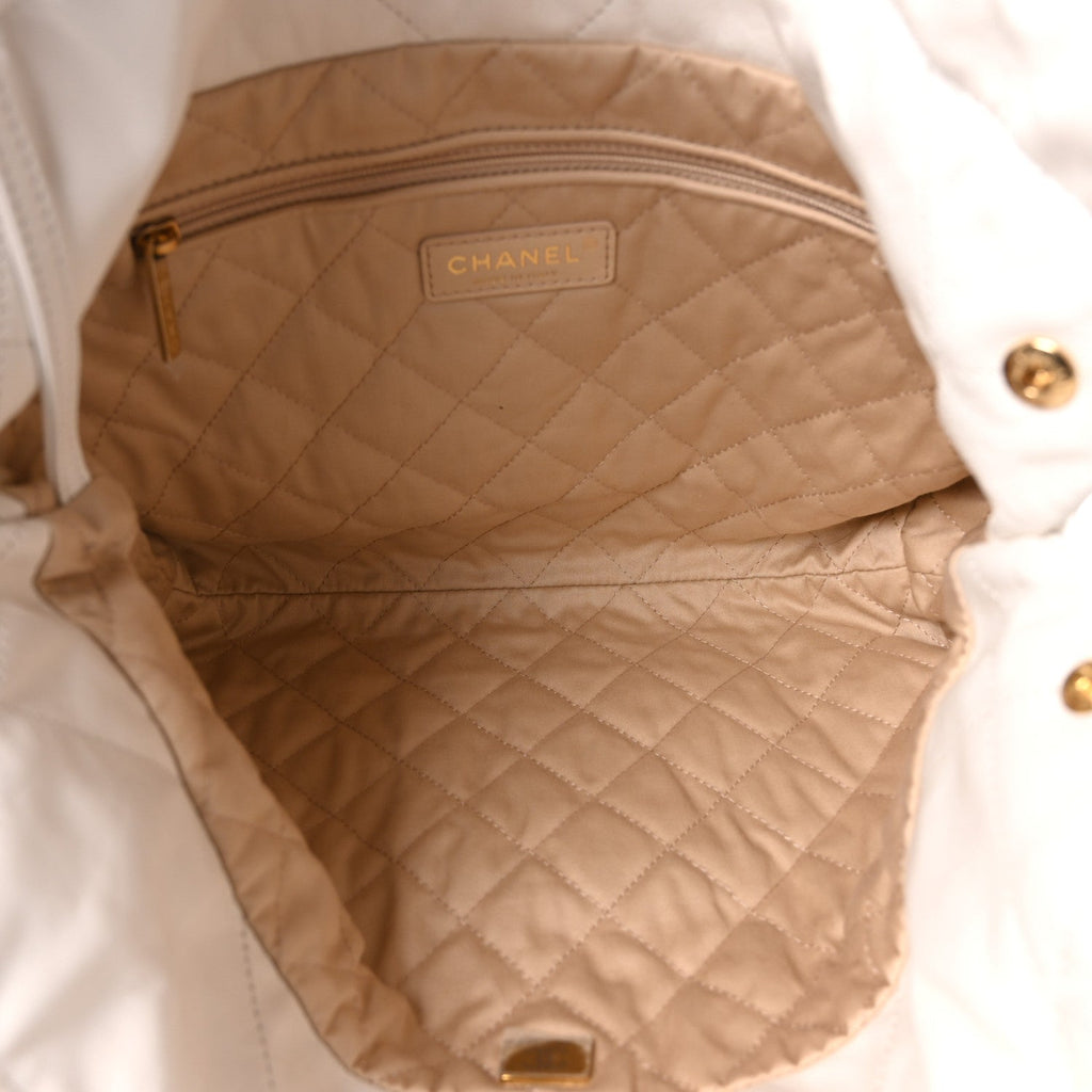 Shiny Calfskin Quilted Small Chanel 22 White