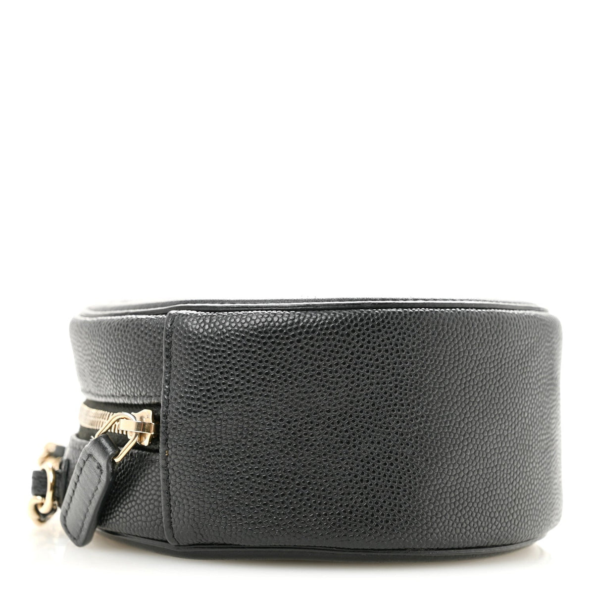 Caviar Quilted Round Filigree Crossbody Black