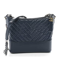Aged Calfskin Chevron Quilted Medium Gabrielle Hobo Blue