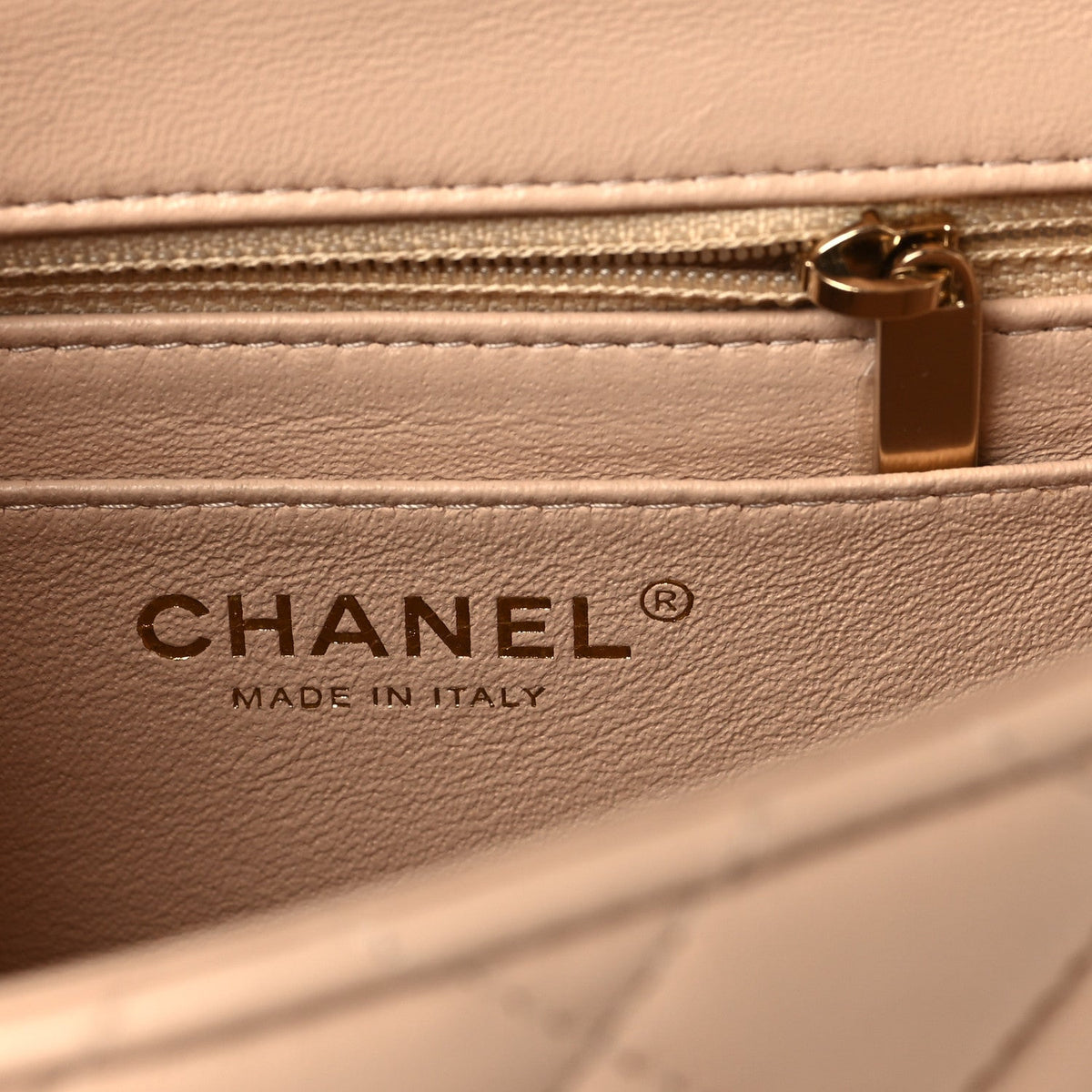 Lambskin Quilted Mini Square Flap Beige