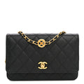 Caviar Quilted Coco Stamps Wallet On Chain WOC Black