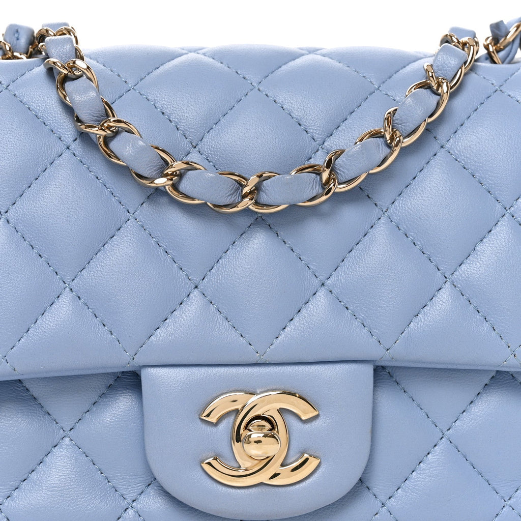Lambskin Quilted Mini Square Flap Blue