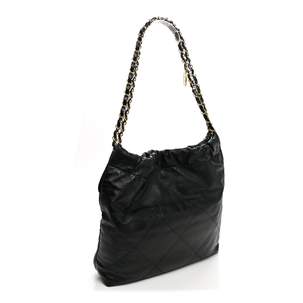 Shiny Calfskin Quilted Small Chanel 22 Black