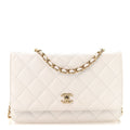 Caviar Quilted CC Turnlock Wallet On Chain WOC White