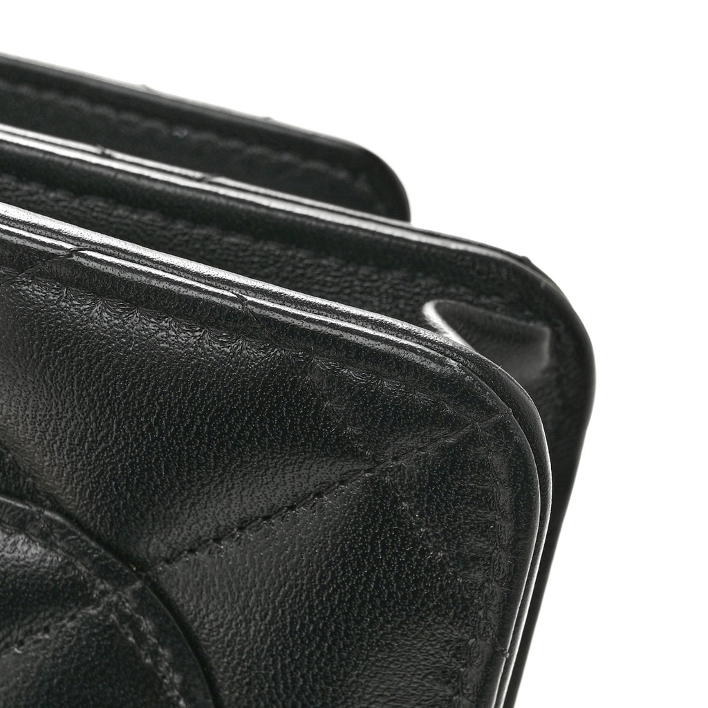 Lambskin Quilted Logo WOC Wallet On Chain Black