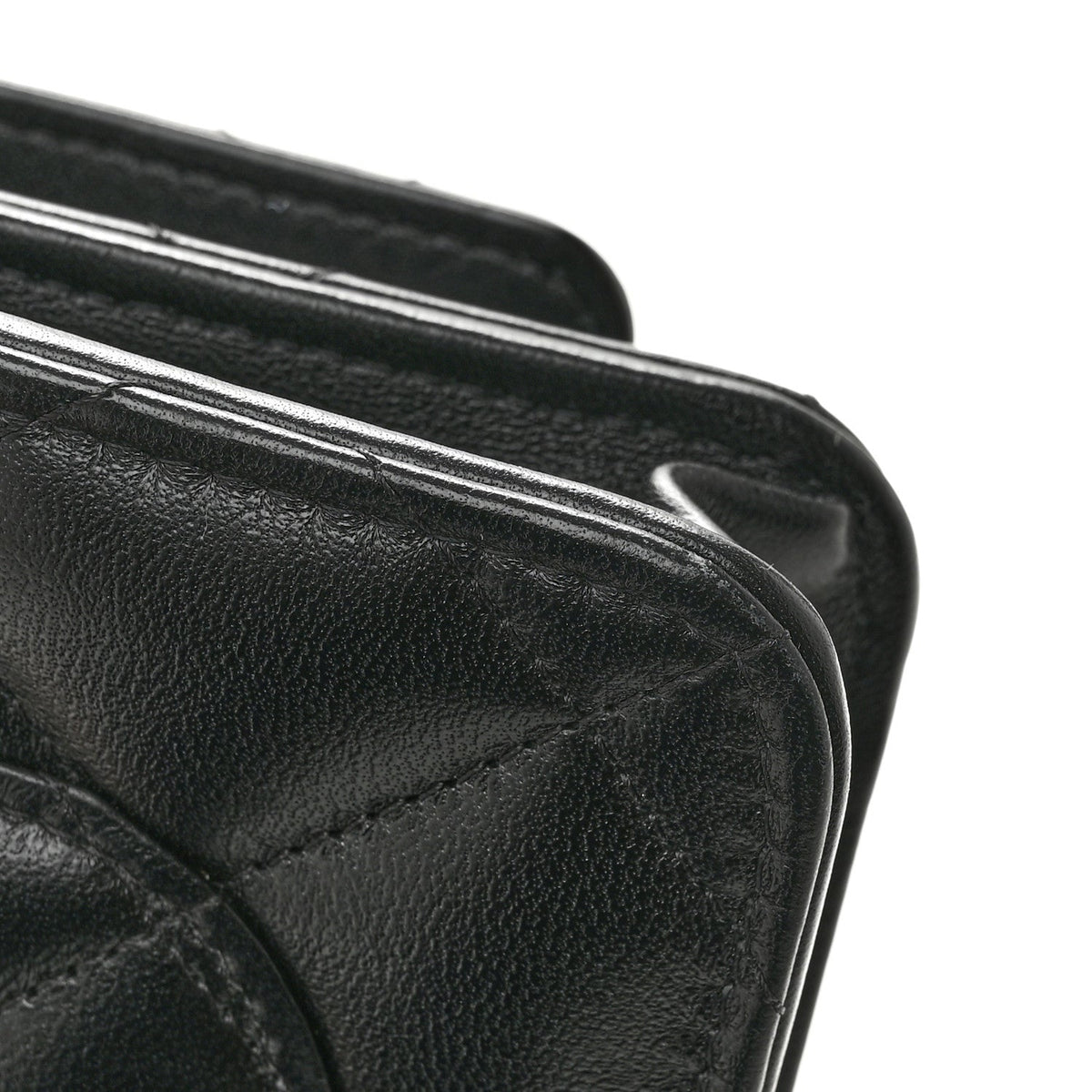 Lambskin Quilted Logo WOC Wallet On Chain Black