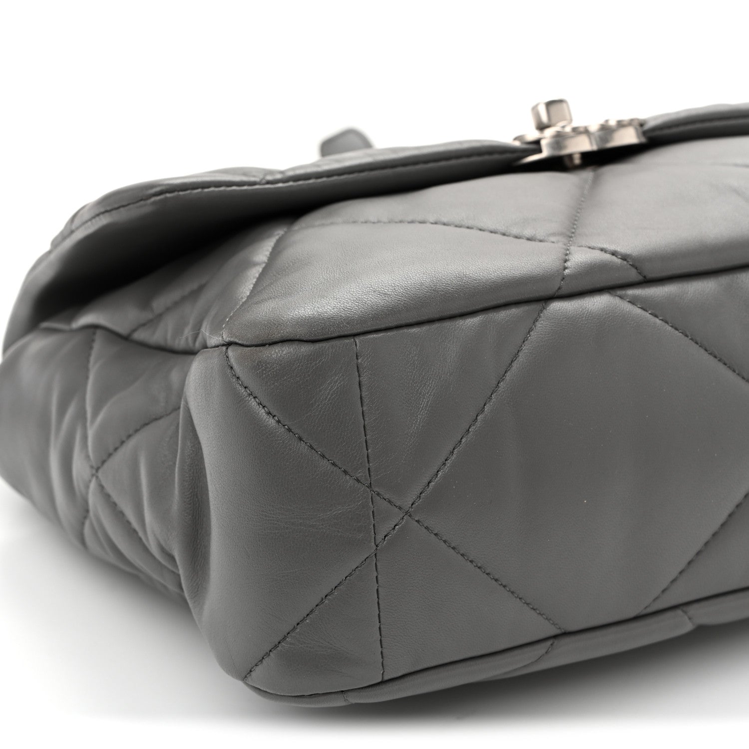 Lambskin Quilted Large Chanel 19 Flap Dark Grey