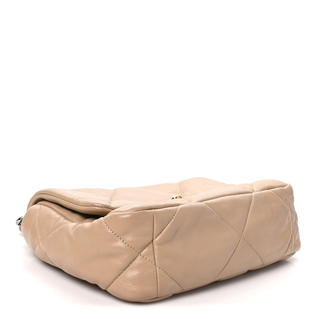 Lambskin Quilted Medium Chanel 19 Flap Dark Beige