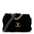 Cotton Canvas Quilted Medium Chanel 19 Flap Black
