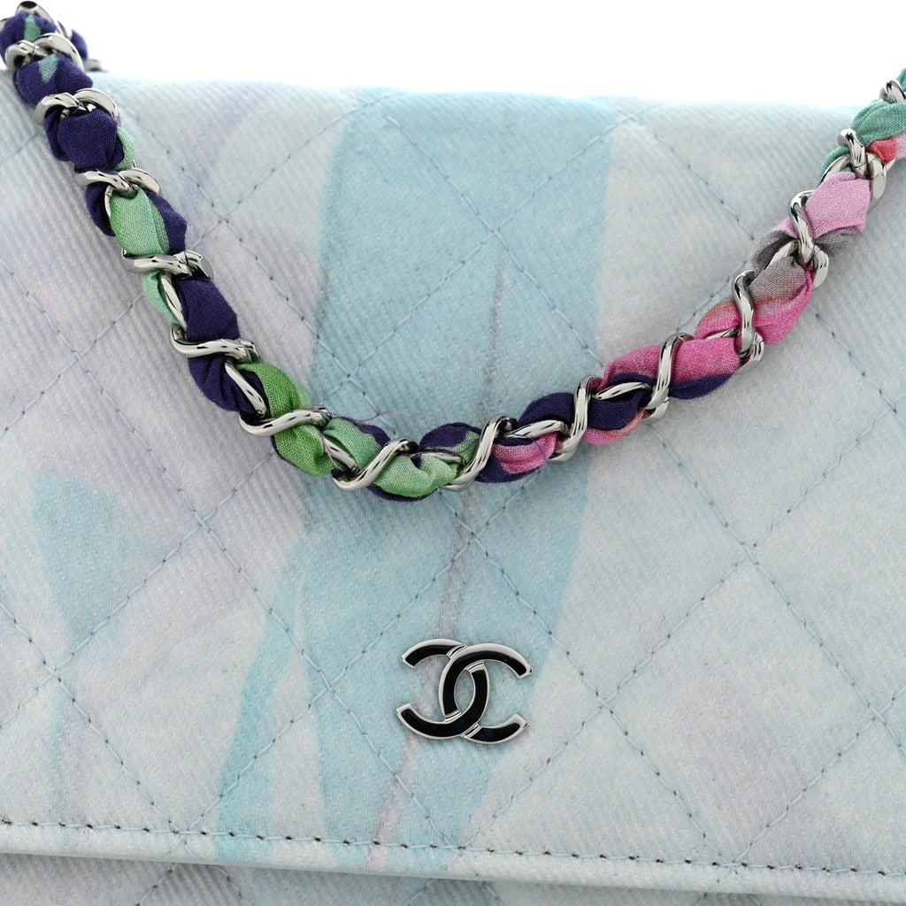 Canvas Quilted Jungle Jeans Wallet on Chain WOC Multicolor