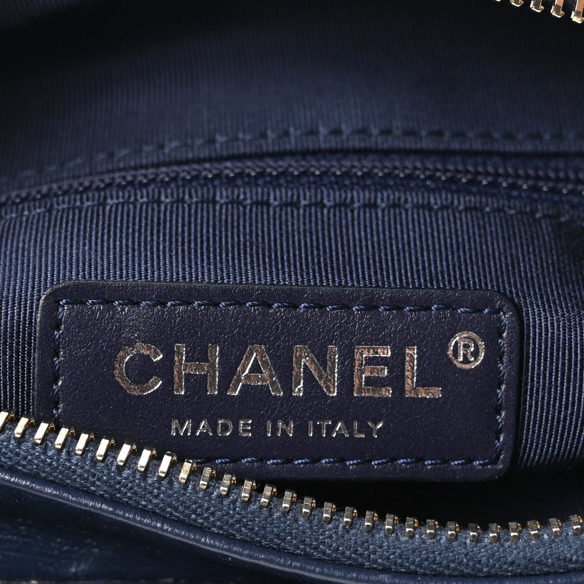 Aged Calfskin Chevron Quilted Small Gabrielle Hobo Blue