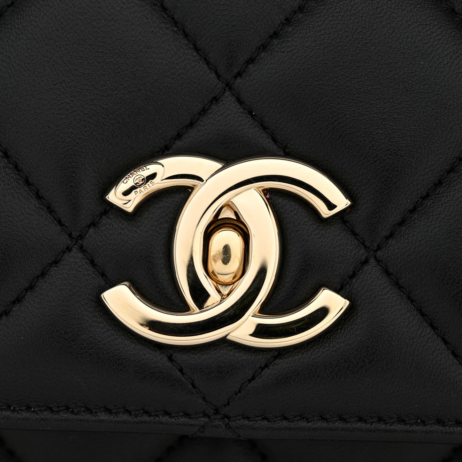 Lambskin Quilted Small Trendy CC Dual Handle Flap Bag Black