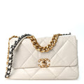 Goatskin Quilted Large Chanel 19 Flap White