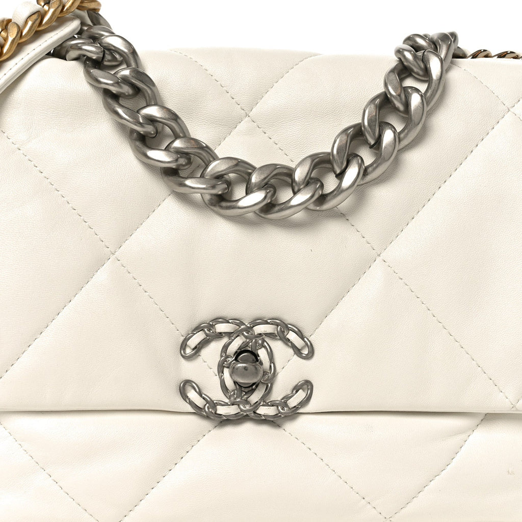 Quilted Large Chanel 19 Flap White
