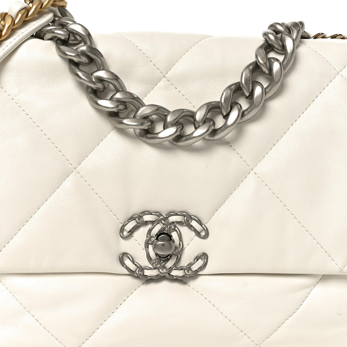 Quilted Large Chanel 19 Flap White