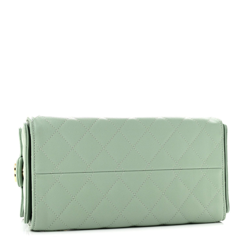 Caviar Quilted Small Chanel 25 Handbag Light Green