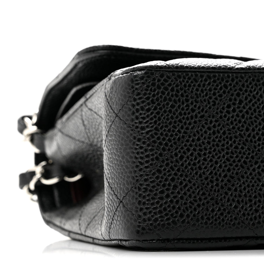 Caviar Quilted Medium Double Flap Black
