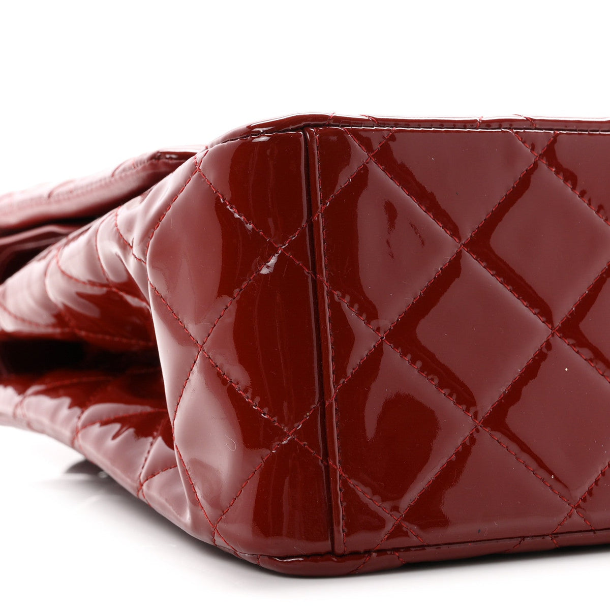 Patent Quilted Maxi Double Flap Red