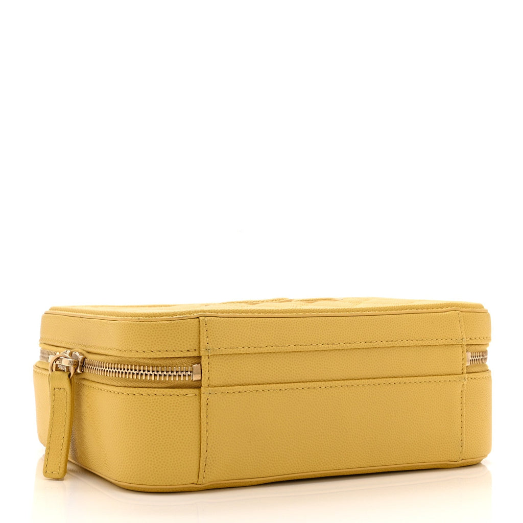 Caviar Quilted Medium CC Filigree Vanity Case Yellow