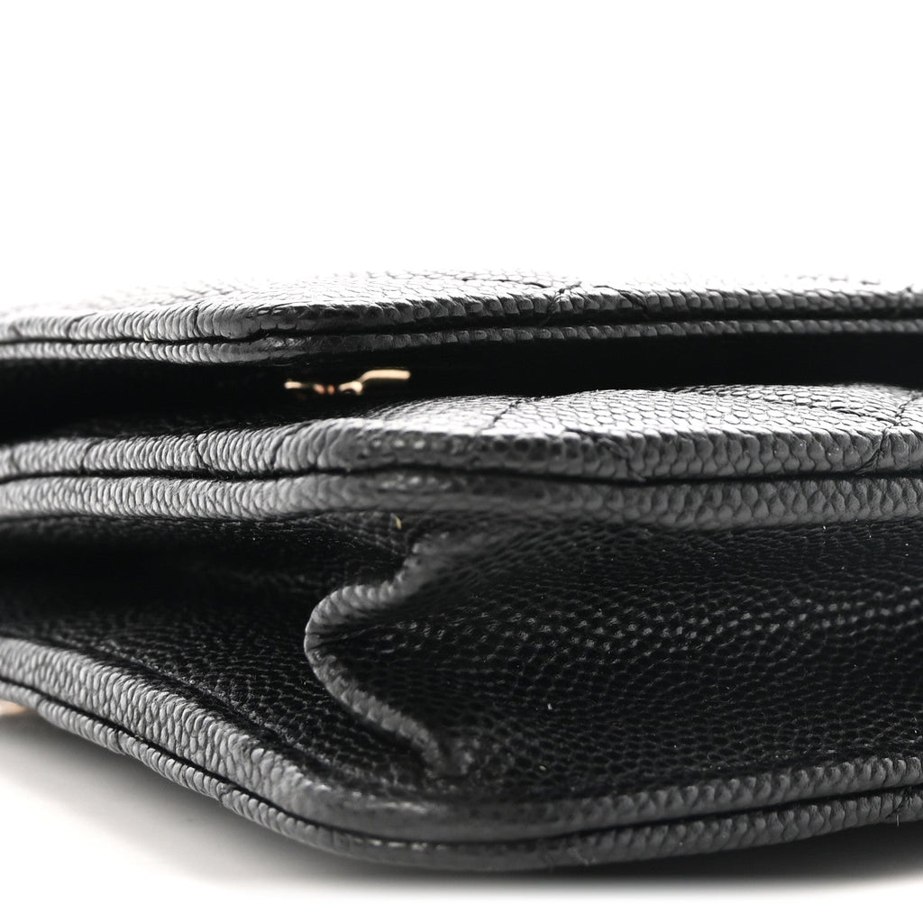 Caviar Quilted Medallion Wallet on Chain WOC Black