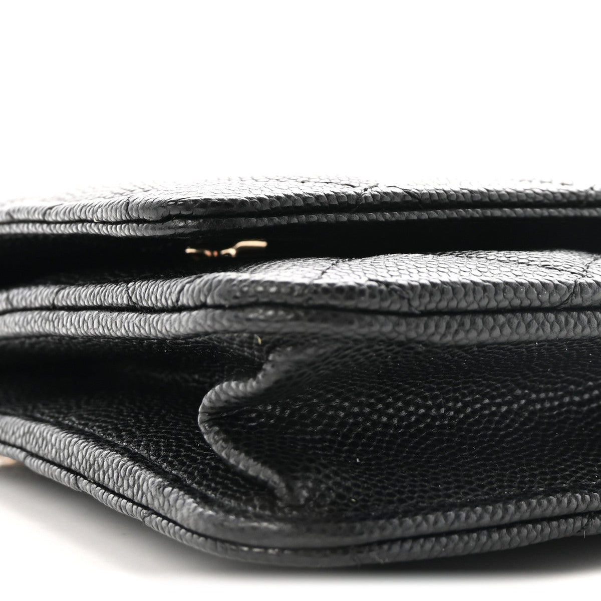 Caviar Quilted Medallion Wallet on Chain WOC Black
