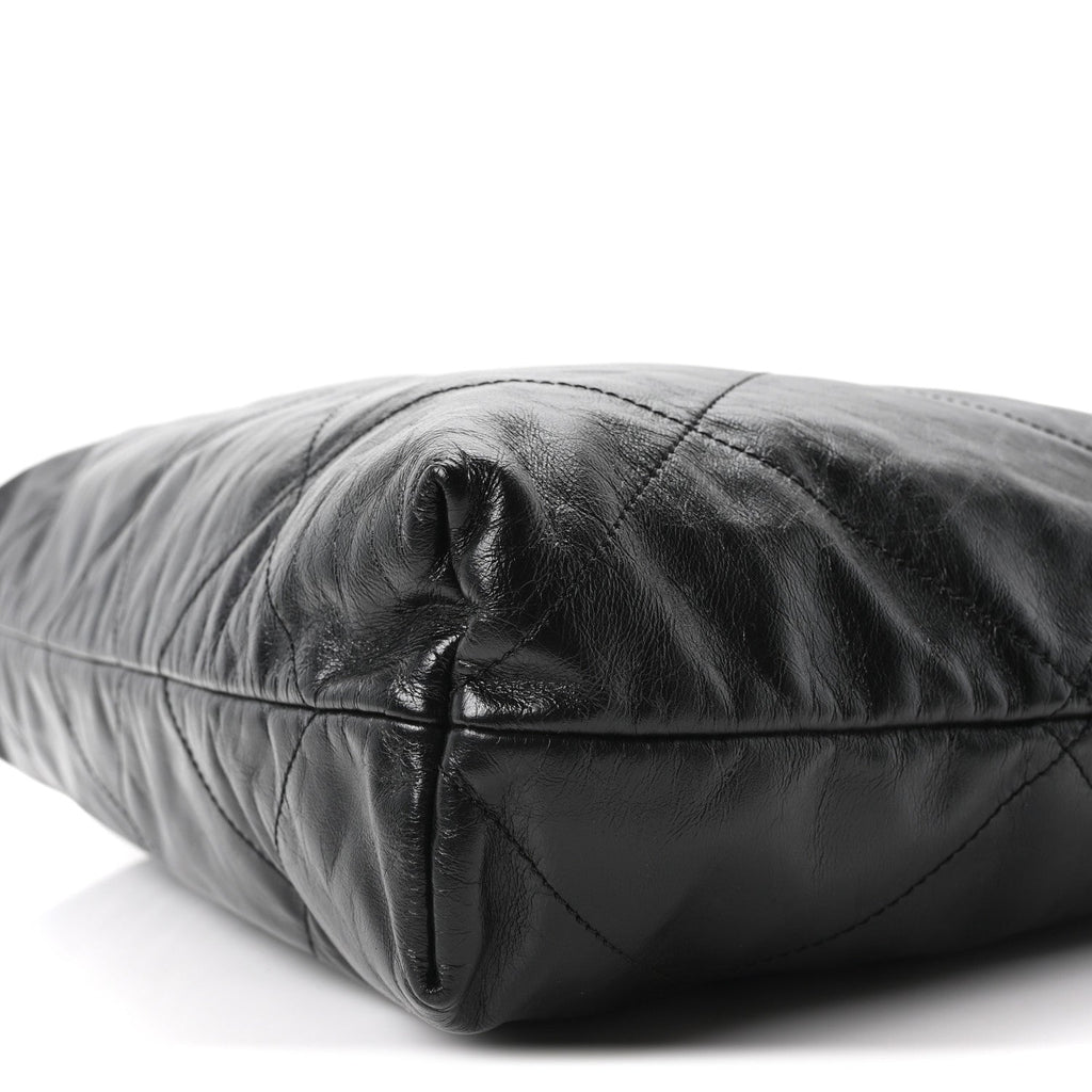 Shiny Calfskin Quilted Monochrome Small Chanel 22 Black