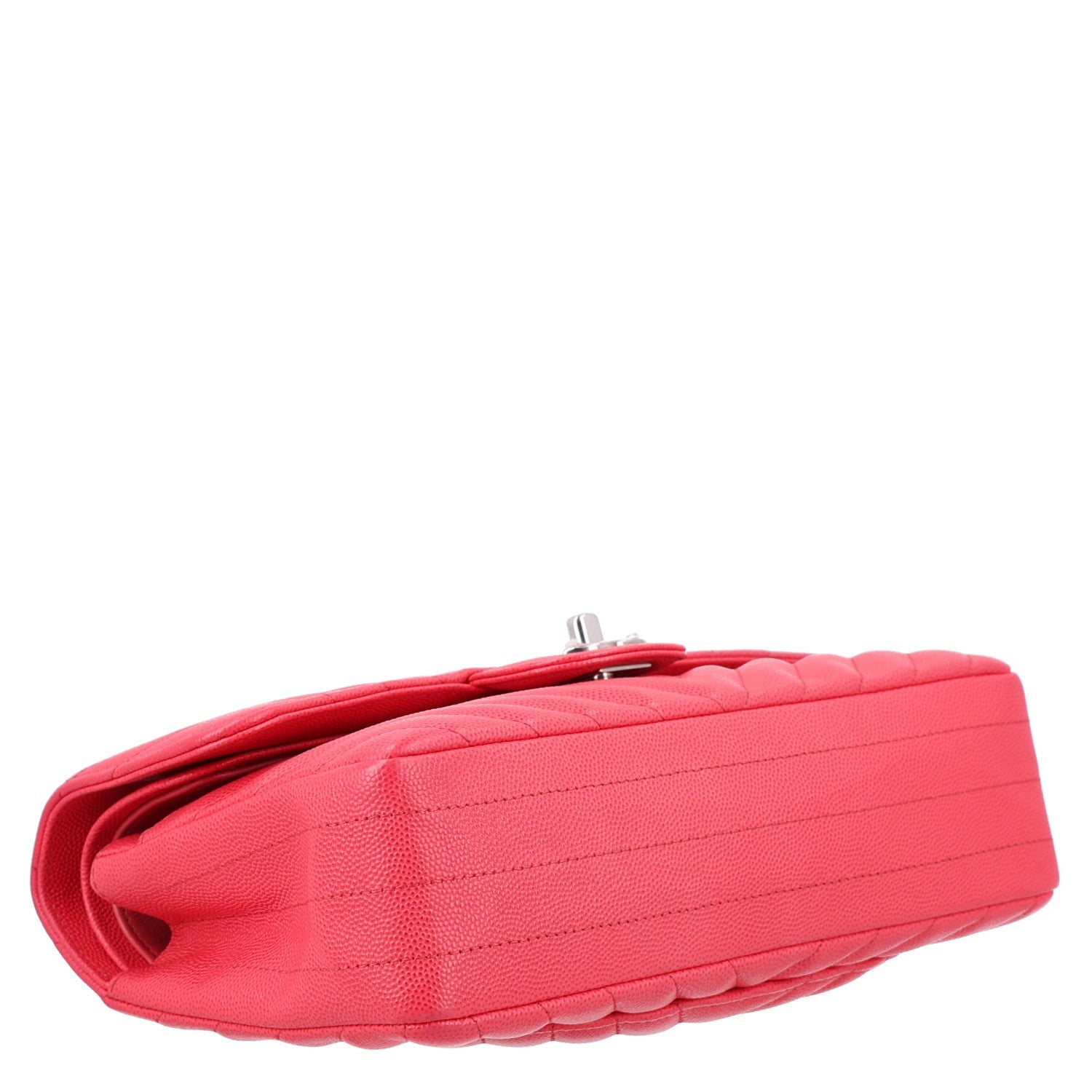 Caviar Chevron Quilted Small Double Flap Dark Pink