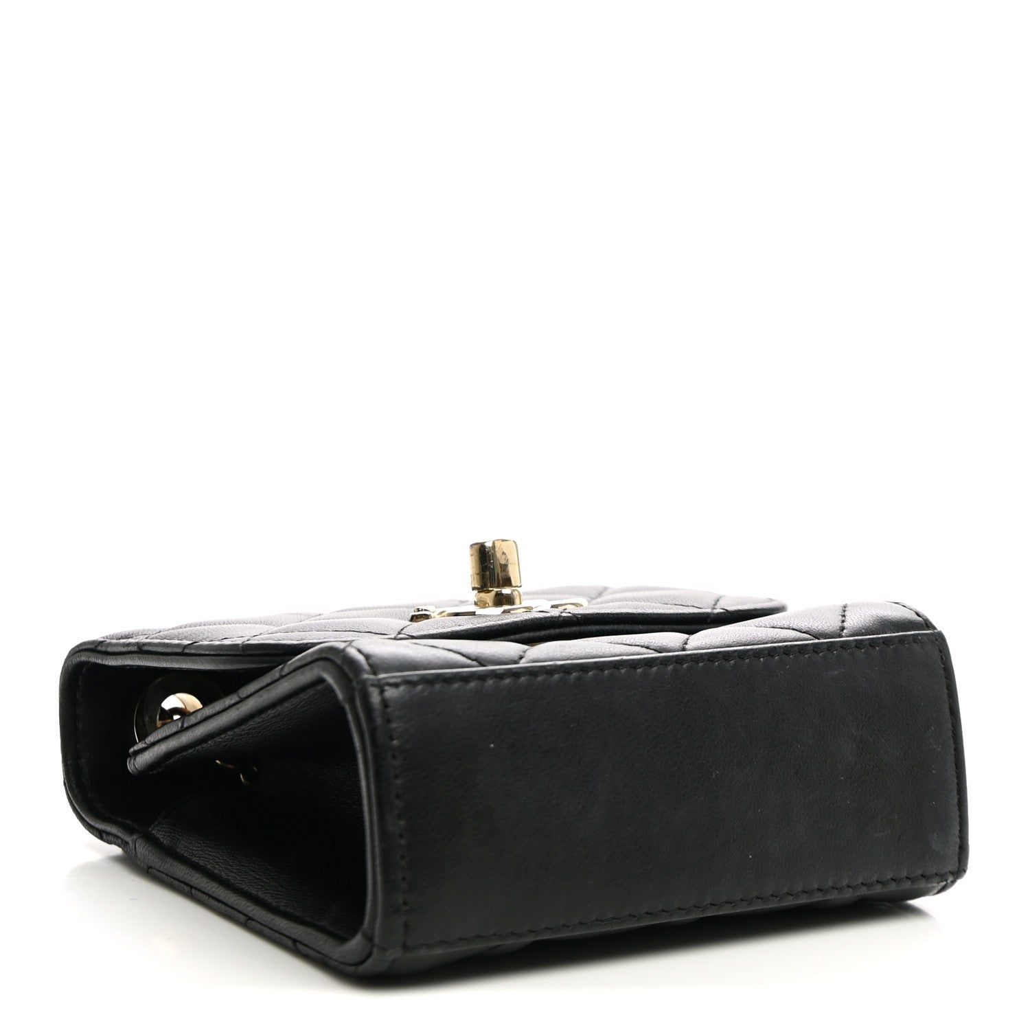 Lambskin Quilted Mini Trendy CC Clutch With Chain Black
