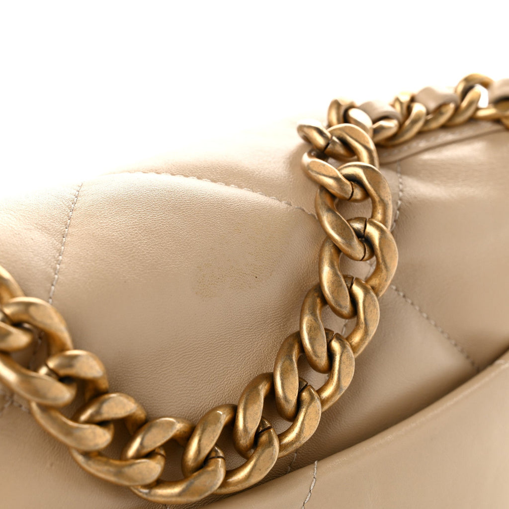 Lambskin Quilted Medium Chanel 19 Flap Beige