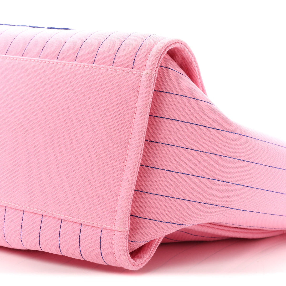 Canvas Calfskin Striped Large Deauville Tote Pink Blue
