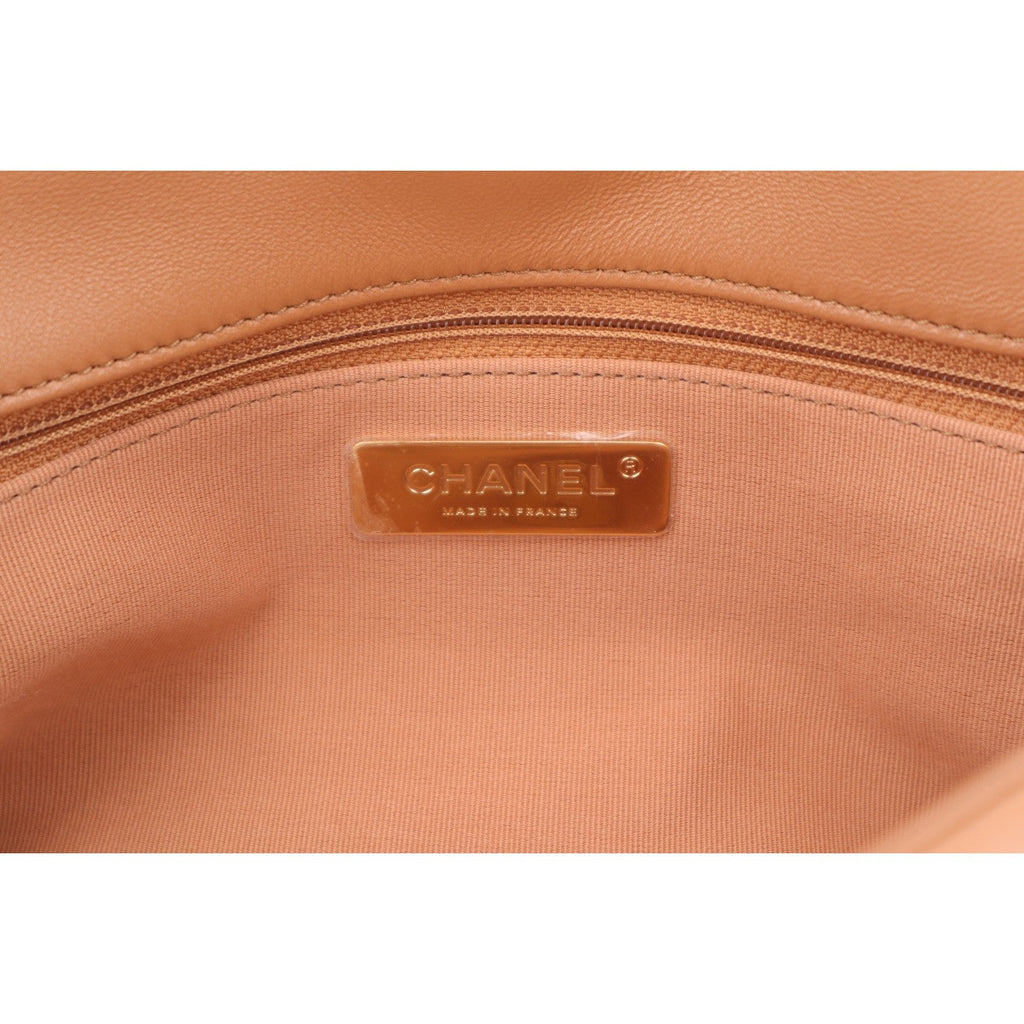 Lambskin Quilted Large Chanel 19 Flap Brown
