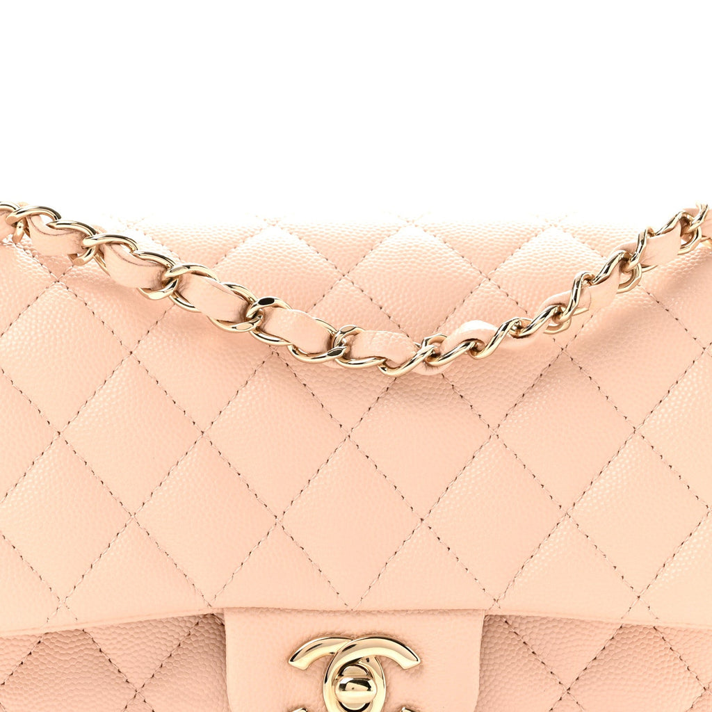 Caviar Quilted Medium Double Flap Light Beige