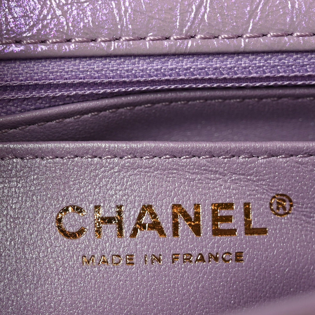 Glittered Aged Calfskin Quilted Mini 2.55 Reissue Flap Lilac
