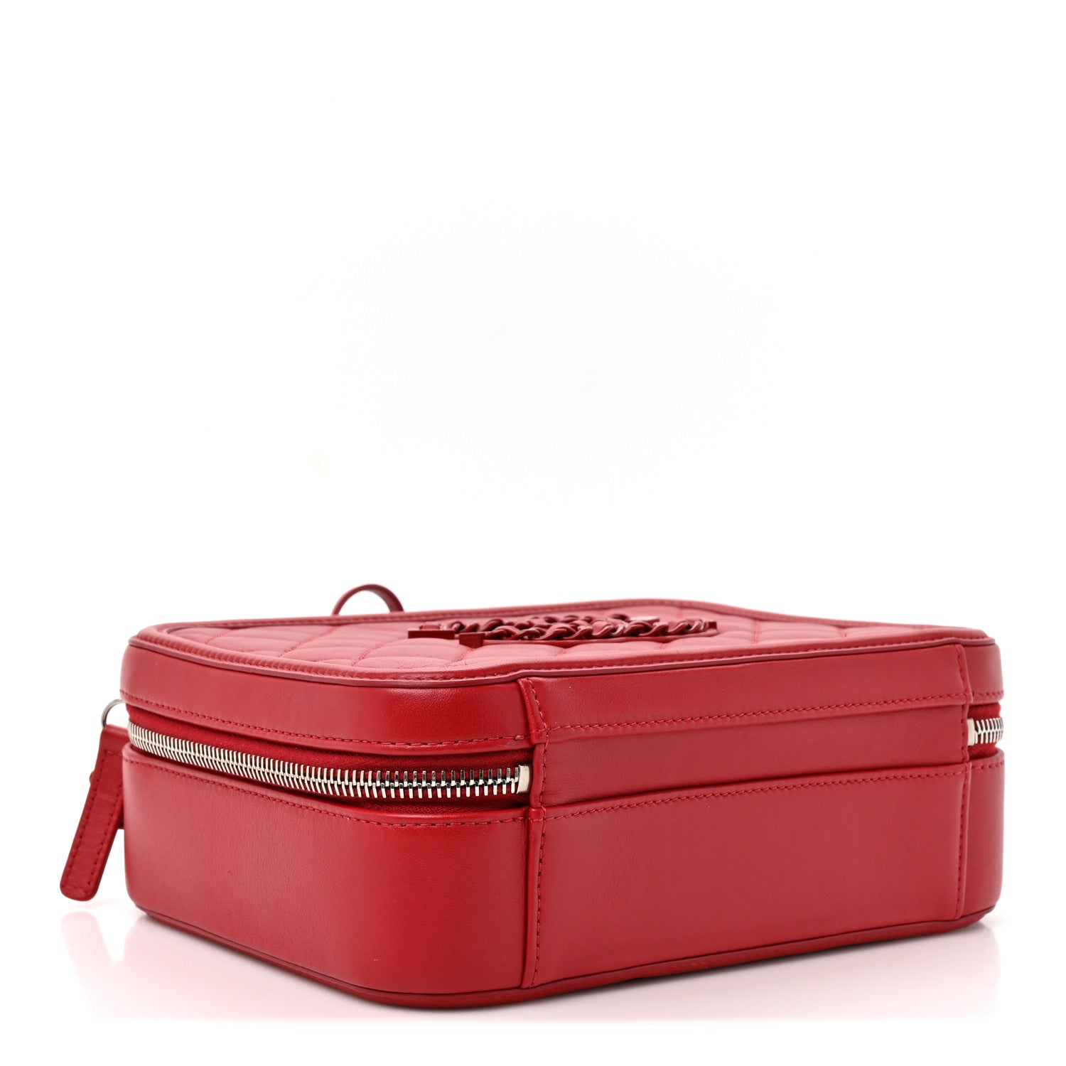 Lambskin Quilted Medium CC Filigree Vanity Case Dark Red
