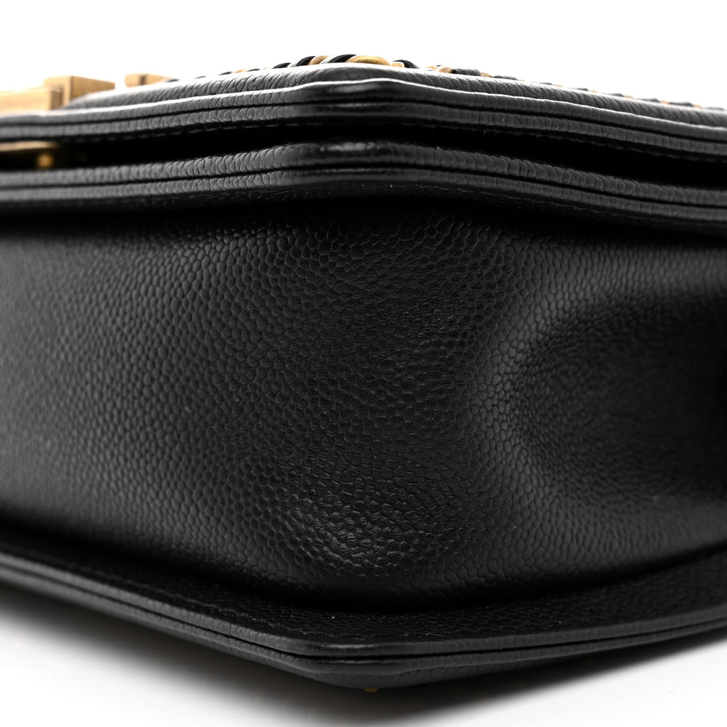 Caviar Quilted Small Chain Around Boy Flap Black